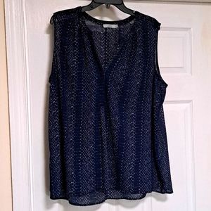 Dallas sheer blue print top.      Size 2X